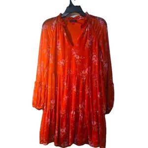 Vince Camuto Vibrant Orange Floral Dress